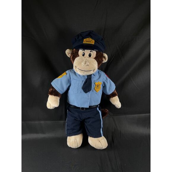 Build a Bear Workshop Brown Monkey 18" Plush W/ Police Outfit Good Condition BAB - Picture 1 of 10
